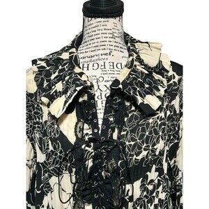 Dress-U- II Lace-Up Black/Cream Floral Pleated ‎ SZ 2X Whimsygoth Dark Fairy Y2K